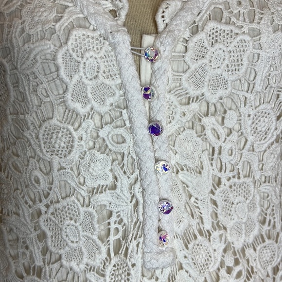 DVF Lace White Partially Lined Button Front Silk Blend Midi Dress - Picture 2 of 12